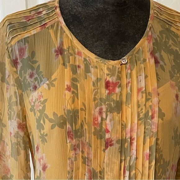 Sundance Magnolia Blooms Golden Yellow Silk Dress Size Small - Picture 1 of 10